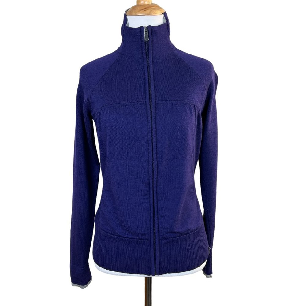 Smartwool Sweater Jacket Womens XS Purple 100% Merino Wool Full Zip Repair